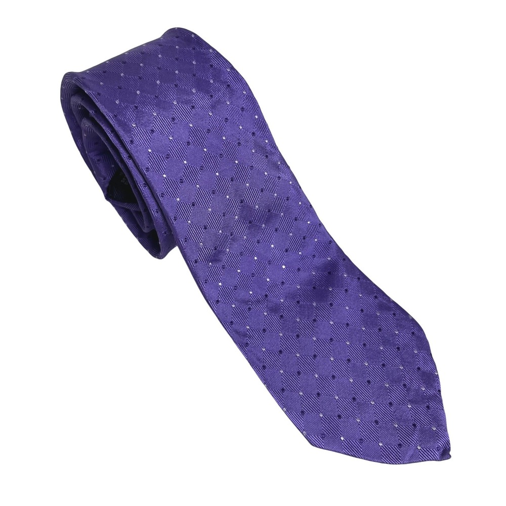 Ermenegildo‎ Zegna Purple Silk Dot Pattern Minimalist Necktie Men